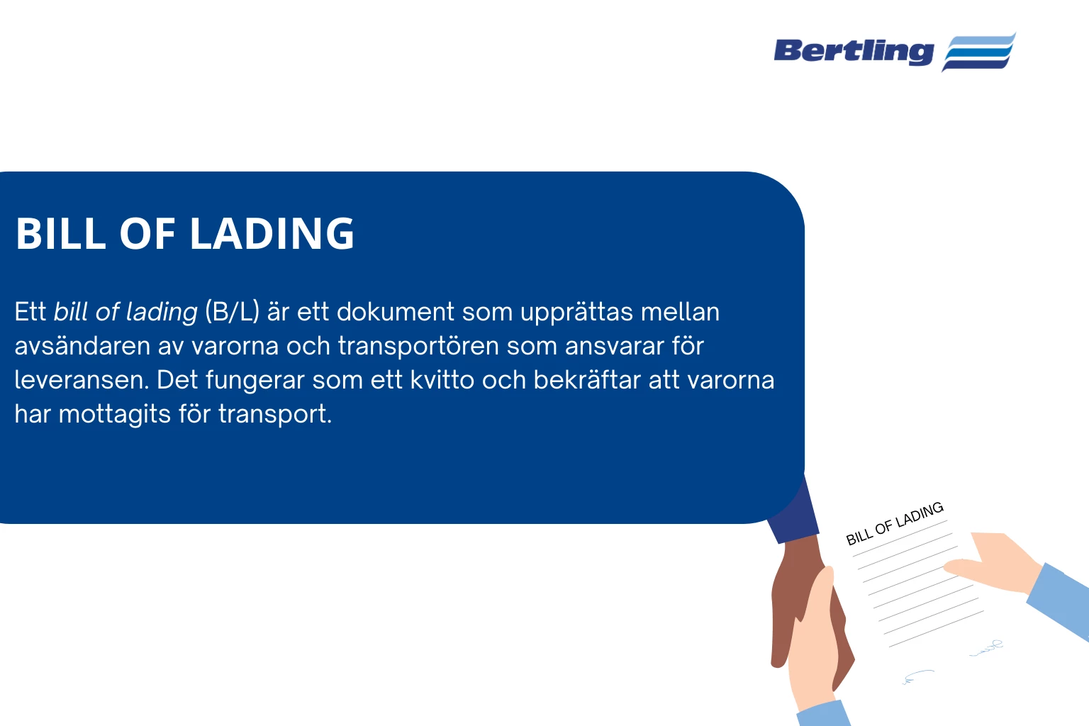 Illustration på vad ett bill of lading är.