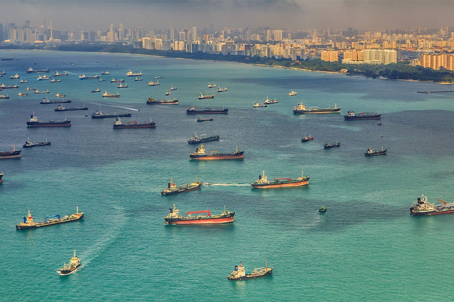 Ships in que due to port congestion